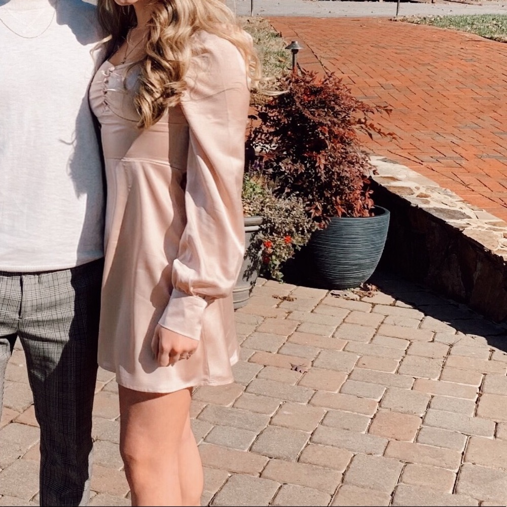 Satin nude dress